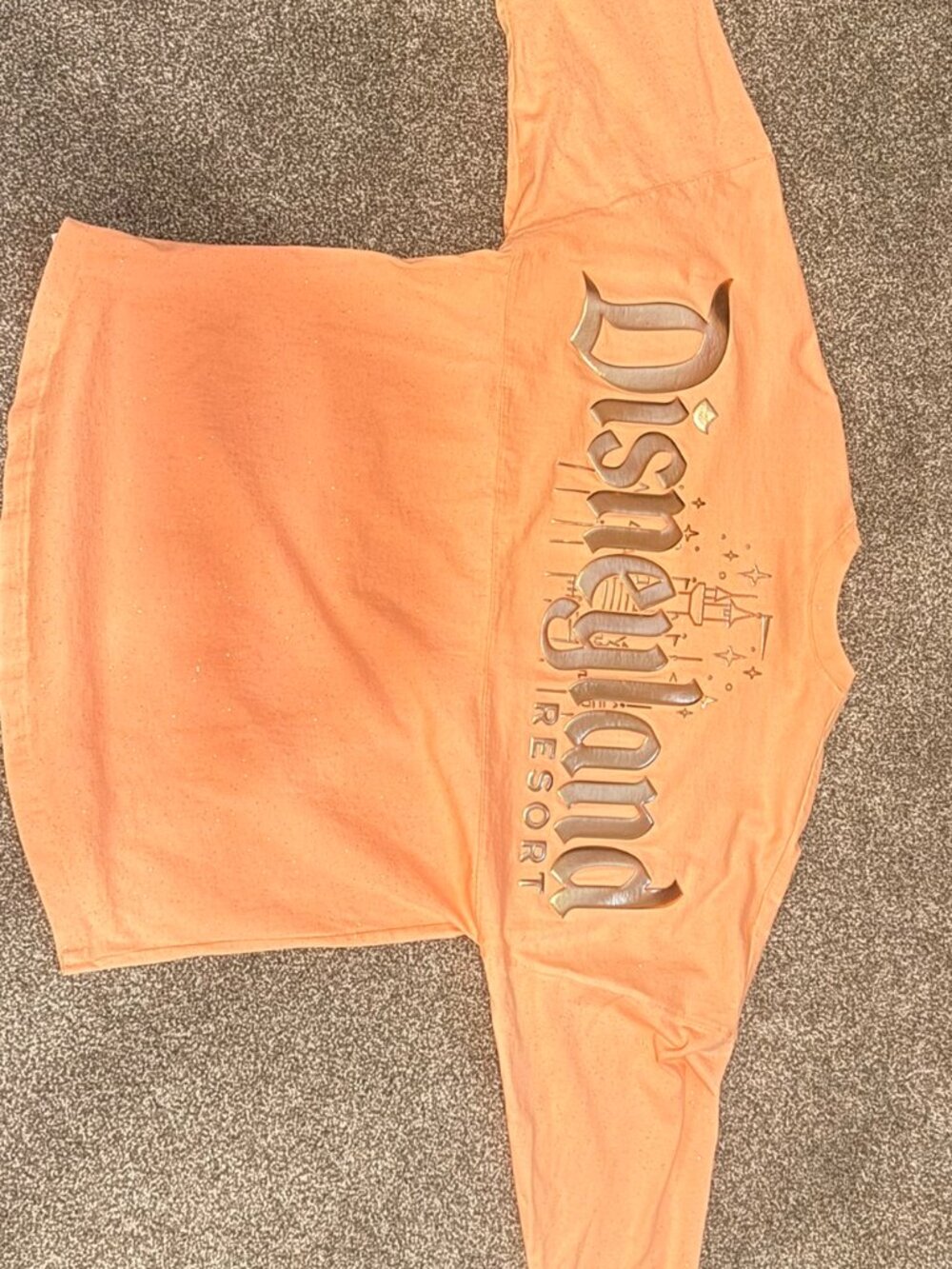 Disneyland Resort Spirit Jersey XL Peach Punch Gold Foil Glitter - Like New